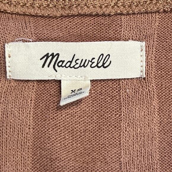 Madewell Ribbed Sweater-Knit Cardigan Lightweight Button Up Brown X-Small - Picture 6 of 8